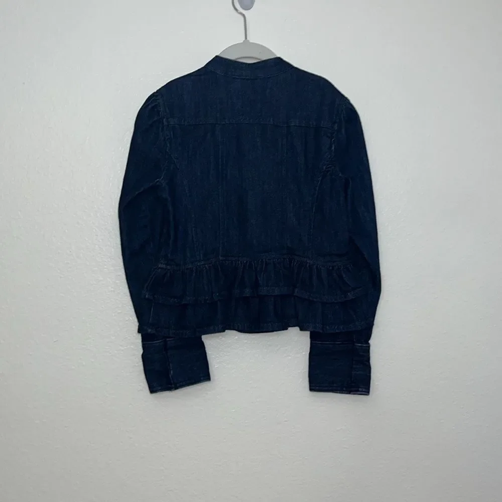 Gap Kids Girls Denim peplum jacket Sz Medium Military style